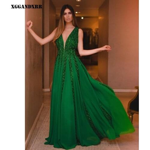 Beautiful A-Line Prom Dress 2022 Chiffon Beading Long Skirt Green Sleeveless Evening Dress Custom Made