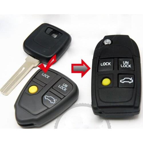 Modified Replacement Flip Folding Remote Key Shell Case For Volvo XC90 S80 C30 C40 C70 S60 S40 S80 V60 4 Button Fob Key Cover