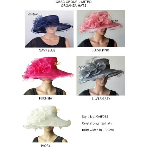 Fashion crystal Organza Hats Church Hat for kentucky derby,wedding womens hat,party,5pcs/lot,navy blue fuchsia