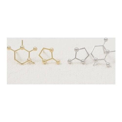 Fashion molecular stud earrings, scientific elements molecular bonds stud earrings