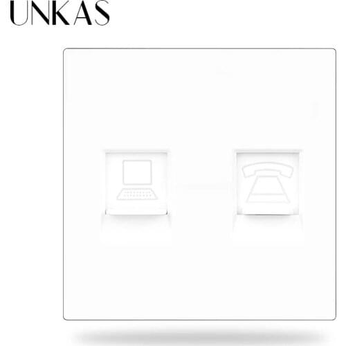 UNKAS B8 DIY Modules Matching RJ45 Internet Computer Jack RJ12 Telephone Port For Wall Power Socket Free Combination Outlet