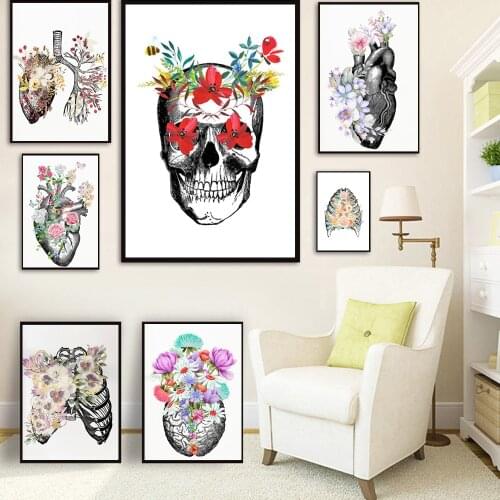 Brain Heart Lung Sternum Skull Human Anatomy Wall Art Canvas Painting Posters And Prints Wall Pictures For Hospital Office Decor