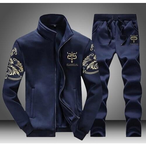 EU SIZE Men Tracksuit Set Running Sports Fitness Sportswear Male 2 Pieces Sweatshirt+pant Mens Clothing Chandal Hombre Plus Size