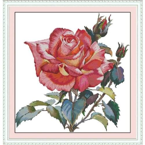 14/16/18/27/28 Rose painting counted flower Cross Stitch Set Wholesale DIY DMC Cross-stitch Kit Embroidery Needlework Home Decor