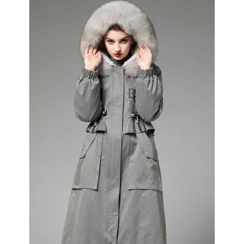 Real Parka Clothes 2020 Natural Rabbit Liner Long Coat Winter Jacket Women Fox Fur Collar Warm Parkas MY