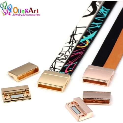 OlingArt 22*18mm 2Pcs/Lot Magnetic Leather Clasps Plating Rose/Gold Color Jewelry Making DIY Cord /Bracelet/Belt / Necklace