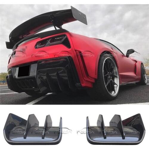 OLOTDI Carbon Fiber Rear Diffuser Lower Lip Bumper Splitter for Chevrolet Corvette C7 Sport 2014UP Car Styling