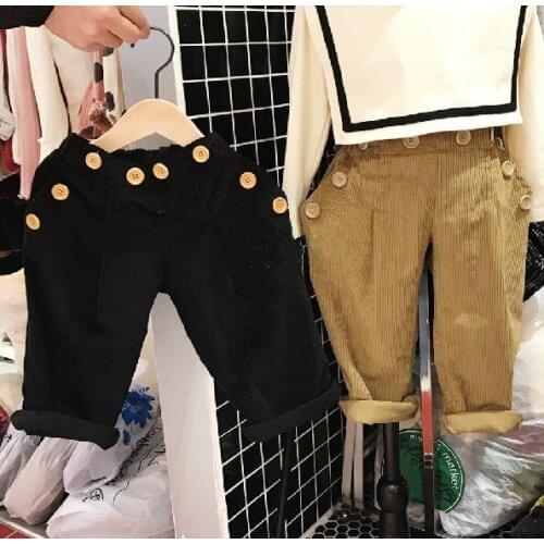 2020 autumn childrens new products boys and girls foreign style corduroy retro British style knight pants casual pants