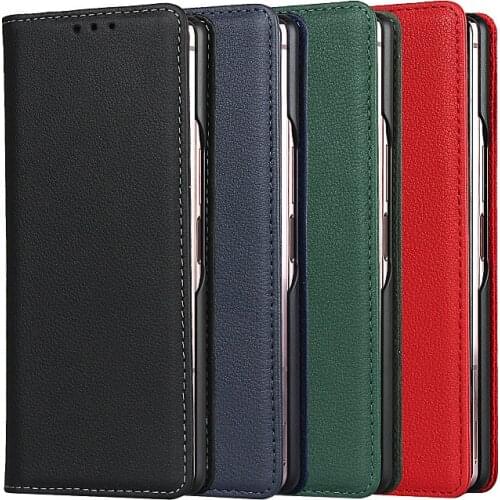 Luxury Genuine Leather Case for Samsung Galaxy Z Fold2 5G Cover Vintage All-inclusive Shockproof Shell for Samsung Z Fold 2 Case