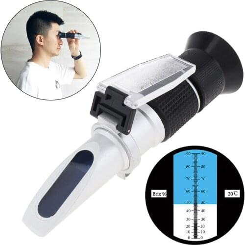 Handheld 2 In 1 0-90% Brix Adjustable Sugar Beer Fruit Meter Refractometer with Pipette and Mini Screw Driver Manual Focusing