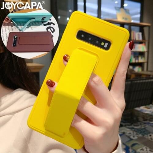 Luxury Soft Silicone Wrist Strap Case For Samsung S20 FE Note 20 Ultra 10 Plus S10 E A11 A51 A71 5G Shockproof PC Cover+Holder
