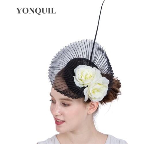 Kentucky Wedding Hats And Fascinators For Elegant Women Royal Ascot Hats Sinamay Silk Flower Fascinator Hair Accessories SYF140