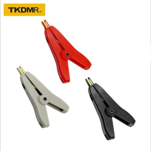 TKDMR 3pcs 50mm 10A Alligator Kelvin Clamps Copper Gold Plated Crocodile Clips for Testing Probe Meter Black Free shipping