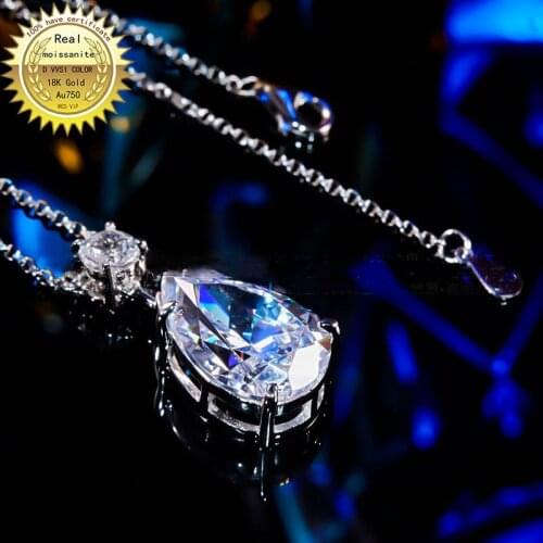 Solid 18K gold Necklace 2ct moissanite Diamond DVVS color With national certificate 0080