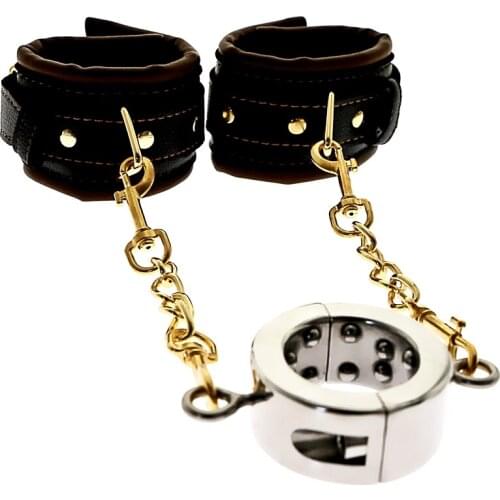 Cock Restraint Bondage Ball Stretcher Extra Attachable Weights Lock Metal Scrotum Pendant Cock Ring Ball Weight Ring Handcuffs