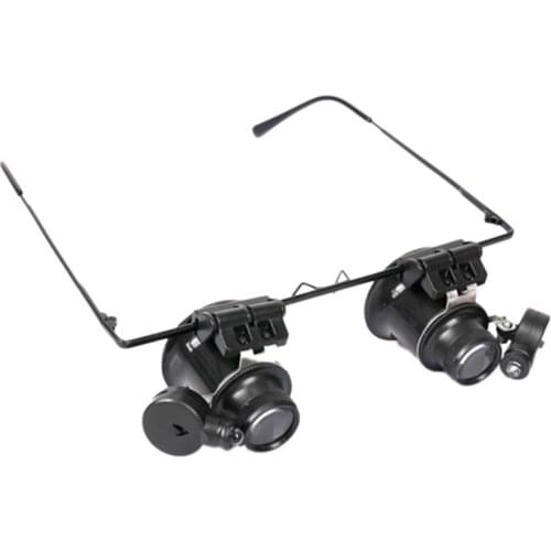9892A-II 20X Glasses Magnifier Binocular with Led Light Adjustable Repair Magnifier