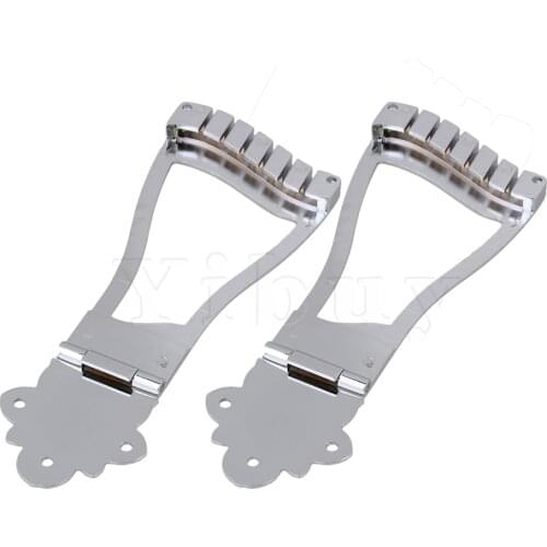 Yibuy Chrome Guitar Bridge Tailpiece for Jazz Hollowbody Archtop Guitar Replacements Pack of 5