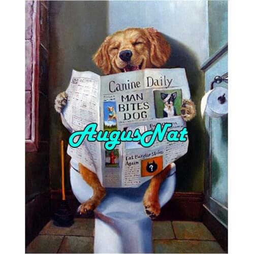 Animals diamond painting toilet dog diamant embroidery picture diamond dotz sticker washroom crystal stickers canvas new arrival