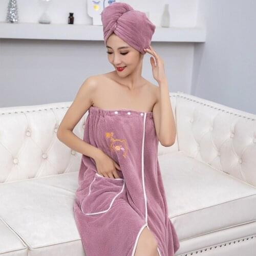 2 Pcs/set Soft Coral Fleece Woman Bath Towel Absorbent Quick Drying Bath Skirts Warm Comfort Shower Washcloth for Home Hotel