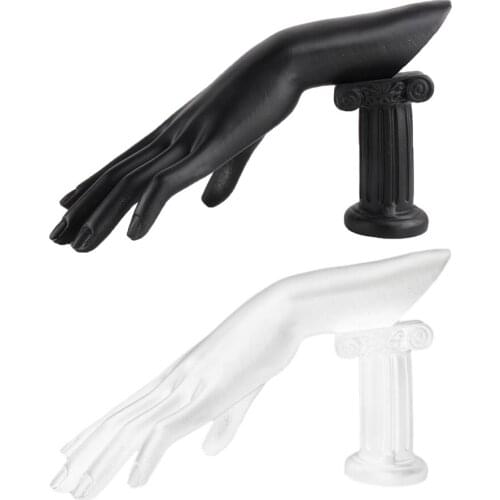 2 Pcs Female RIGHT Mannequin Hand for Jewelry Bracelet Gloves Ring Watch Display, Anti-Deformation (White Black)