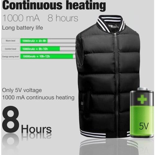 5 Places Smart Hooded Self Heating Vest 3-speed Adjustable Temperature Heated Vest USB Electric Heating Jacket Thermal Vest Man