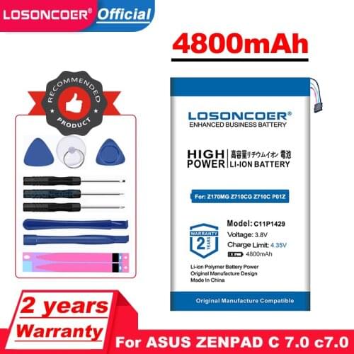 LOSONCOER Z170CG 4800mAh C11P1429 Replacement Phone Battery For ASUS ZENPAD C 7.0 c7.0 Z170MG Z710CG Z710C P01Z P01Y Z170C