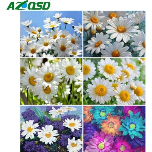 AZQSD 5D Diamond Painting Daisy Cross Stitch Needlework Rhinestones Diamond Embroidery Flower Mosaic Home Decoration Gift
