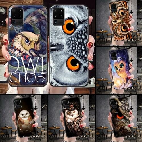 Animal Cute Owl Cartoon Phone case For Samsung Galaxy Note 4 8 9 10 20 S8 S9 S10 S10E S20 Plus UITRA Ultra black tpu Etui 3D
