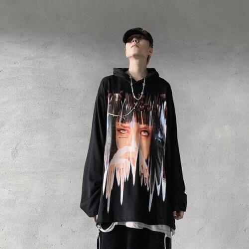 Black Hip Hop Hoodie Streetwear Men High Street Cartoon Sweatshirt Girls Cool Tops Casual Funny Spring Autumn Japan Hoodies