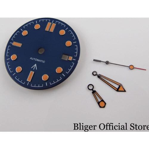 BLIGER 31mm Black / Blue Watch Dial with Date Window Fit ETA 2836 MIYOTA Automatic Movement