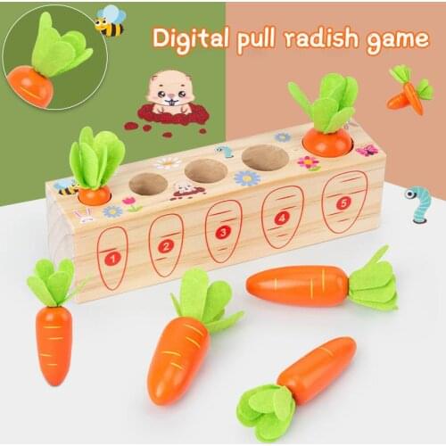 Kids Wooden Toys Simulation Carrot Digital Cognition Matching Game Baby Interactive Puzzle Early Educational Toys For Children