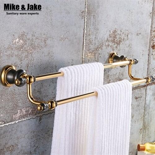 Luxury 50cm Double Towel Bar,golden Towel Holder,Solid Brass Made,Gold Finished,Bath towel bar Bathroom Accessories