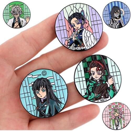 DZ2428 Cute Anime Collection Demon Slayer Enamel Pins Kimetsu No Yaiba Badge Cartoons Lapel Pin for backpacks Jewelry Gifts