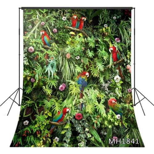 Spring Green Leaves Photography Backdrop Nature Plant Flower Parrot Baby Shower Children Wedding Background Photo Studio Props