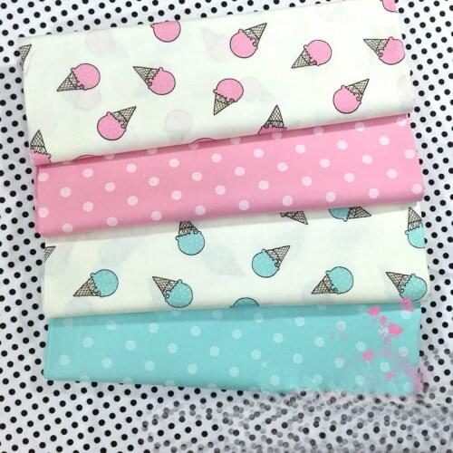 Pink Blue Ice-cream Dot Printing Cotton Fabric for Patchwork Diy Sewing Craft Tilda Doll Cloth Telas Tissue Bedding Textile
