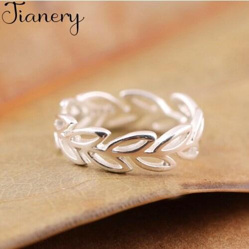 JIANERY Vintage Finger Jewelry Silver Color Leaf Rings For Women Men Boho Bohemian Style Wedding Rings