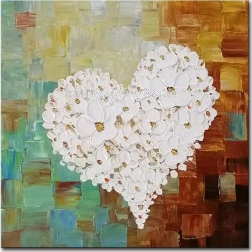 Mintura Oil Paintings on Canvas Handmade Love Flowers Morden Art Hand Painted Knife Painting Home Decoration Picture No Framed