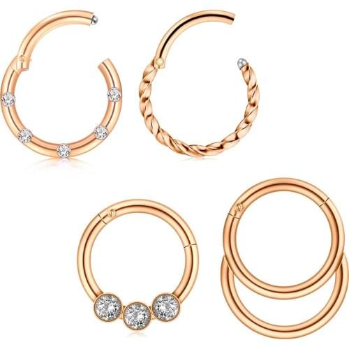 16G Stainless Steel Nose Rings Hoop Septum Clicker Ring Cartilage Tragus Piercing 8MM