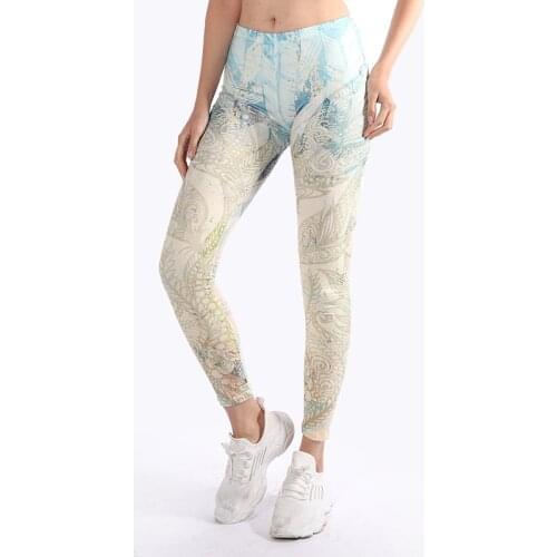Brand Hot Sales Leggings Mandala Mint Print Fitness legging High Elasticity Leggins Legins Trouser Pants for women