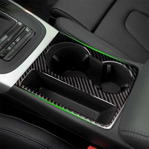 Mutips For Audi A5 Q5 A4 B8 2009-2016 Carbon Fiber Trim Cup Holder Slot Frame Decal Cover Sticker Car Styling Accessories Auto