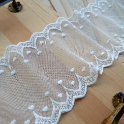 12cm wide, bilateral small love soft mesh gauze cotton embroidery lace clothing splicing extension accessories