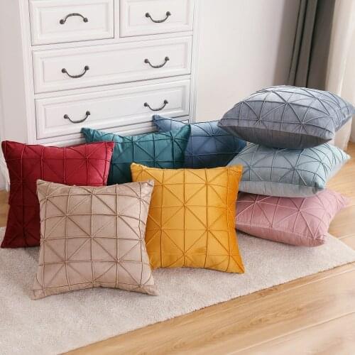 High Quality Velvet Plush Sofa Pillow 45x45cm Plaid Elegant Soft Throw Decor For Home Living Sofa Pillowcase