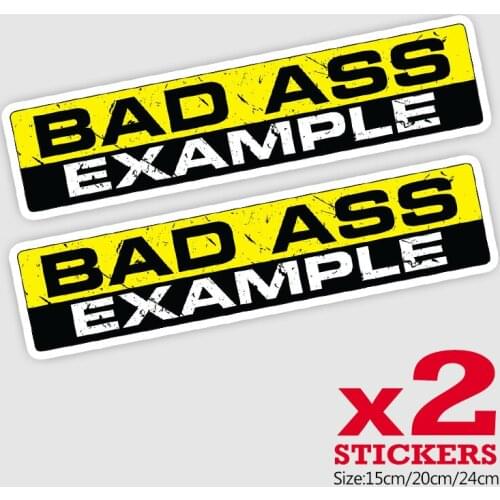CK21805# 2 Pieces/Pack 15/20/24CM PVC Decal BAD ASS EXAMPLE Car Sticker Waterproof Auto Decors on Bumper Rear Window Motorcycle