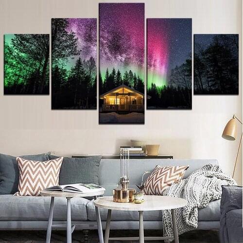 The Aurora Borealis Landscape Home Canvas Wall Art For Living Room Painting Modern HD Print Wall Art Canvas Painting Artwork