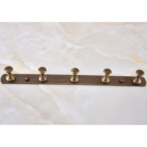 Wall Mounted Vintage Retro Antique Brass Bathroom Towel Coat Hooks Five Hooks Robe Hook Hanger Bathroom Accessory mba185