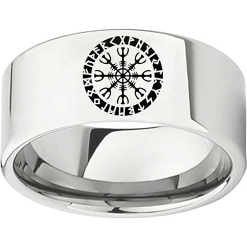 Stainless Steel Norse Viking Vegvisir Compass Titanium Runic Runes Mens Signet Finger Rings Tone Men Women Jewelry