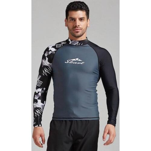 SBART Men Swimsuit Long sleeved Rashguard Surf Swimwear Super Elastic Quick drying Rash Guard Sunscreen Beach Diving UV T-shirt