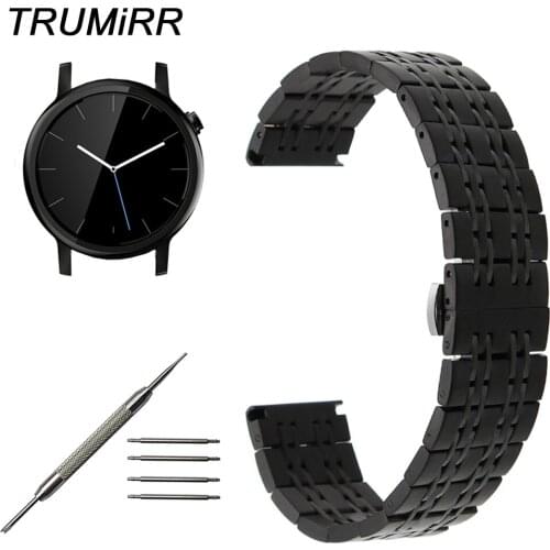 20mm Stainless Steel Watch Band for Moto 360 2 42mm Men Samsung Gear S2 Classic R732 R735 Butterfly Buckle Strap Wrist Bracelet