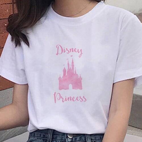 Pink Disney Princess Graphic Letter T-shirt Creative Personality Clothing Fashion Tshirt Short Sleeve Fashion Shirt Top