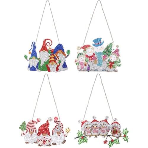 DIY Applique Diamond Rhinestone Acrylic Christmas Pendant Kit Crafts Wall Hanging Mosaic Art Door Window Home Decoration Ornamen